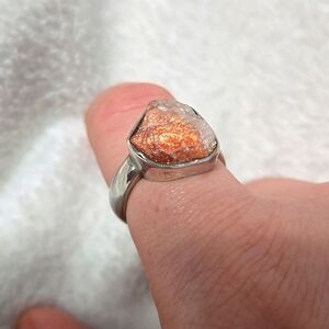 Raw Sterling Sunstone Ring
